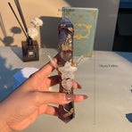 Handmade Crystal Wand Natural Stone Scepter Raw Gemstone Magic Wand Healing Tool Fluorite A