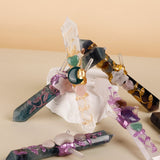 Handmade Crystal Wand Natural Stone Scepter Raw Gemstone Magic Wand Healing Tool Fluorite B - Front View