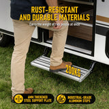 Heavy Duty Pull-Out Caravan Step – Folding Aluminium RV Entry Step, Non-Slip Portable Camping Step, Space-Saving Retractable Design, 58 x 54 x 17cm - Front View