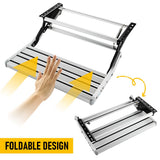 Heavy Duty Pull-Out Caravan Step – Folding Aluminium RV Entry Step, Non-Slip Portable Camping Step, Space-Saving Retractable Design, 58 x 54 x 17cm - Side View
