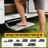 Heavy Duty Pull-Out Caravan Step – Folding Aluminium RV Entry Step, Non-Slip Portable Camping Step, Space-Saving Retractable Design, 58 x 54 x 17cm - Top-Down View