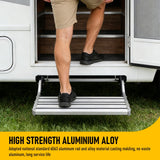Heavy Duty Pull-Out Caravan Step – Folding Aluminium RV Entry Step, Non-Slip Portable Camping Step, Space-Saving Retractable Design, 58 x 54 x 17cm