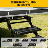 Heavy Duty Double Aluminium Caravan Step – Anti-Slip RV Entry Step, Stable 2-Tier Camping Step, Durable Outdoor Access Step, 54.5 x 77.5 x 30cm - Side View