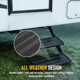Heavy Duty Double Aluminium Caravan Step – Anti-Slip RV Entry Step, Stable 2-Tier Camping Step, Durable Outdoor Access Step, 54.5 x 77.5 x 30cm - Rear View