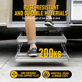 Heavy Duty Double Aluminium Caravan Step – Anti-Slip RV Entry Step, Stable 2-Tier Camping Step, Durable Outdoor Access Step, 54.5 x 77.5 x 30cm - Side View