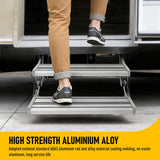Heavy Duty Double Aluminium Caravan Step – Anti-Slip RV Entry Step, Stable 2-Tier Camping Step, Durable Outdoor Access Step, 54.5 x 77.5 x 30cm - Extra Image