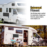 Aumerage Aluminium Folding Caravan Table – Lockable, Space-Saving Portable Table with 50kg Capacity, Black - Top-Down View
