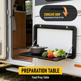 Aumerage Aluminium Folding Caravan Table – Lockable, Space-Saving Portable Table with 50kg Capacity, Black - Rear View