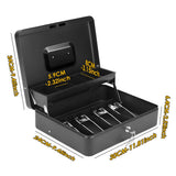 Lockable Metal Cash Box with 2 Keys, 4 Bill & 5 Coin Tray, Security Money Box with Anti-Loss Rope - Front View