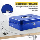 Lockable Metal Cash Box with 2 Keys, 4 Bill & 5 Coin Tray, Security Money Box with Anti-Loss Rope - Front View