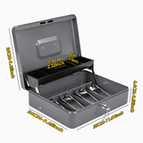 Lockable Metal Cash Box with 2 Keys, 4 Bill & 5 Coin Tray, Security Money Box with Anti-Loss Rope - Top-Down View