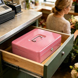 Lockable Metal Cash Box with 2 Keys, 4 Bill & 5 Coin Tray, Security Money Box with Anti-Loss Rope - 45-Degree Angle