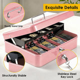 Lockable Metal Cash Box with 2 Keys, 4 Bill & 5 Coin Tray, Security Money Box with Anti-Loss Rope - Extra Image
