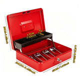 Lockable Metal Cash Box with 2 Keys, 4 Bill & 5 Coin Tray, Security Money Box with Anti-Loss Rope