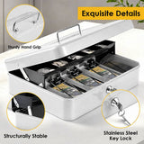 Lockable Metal Cash Box with 2 Keys, 4 Bill & 5 Coin Tray, Security Money Box with Anti-Loss Rope - Extra Image
