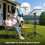 Tripod Mount for Starlink Gen 3, Adjustable Portable Ground Stand with 360° Rotation, 90° Tilt, Anti-Slip Feet & Ground Anchor for RV Camping Travel - Close-Up Angle
