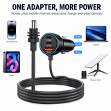Aumerage Car Charger for Starlink Mini, DC Cable & Cigarette Adapter 3M | 3-in-1 12V-24V USB-C USB QC 3.0 + 45W/30W PD, 16AWG Waterproof  for Camping, RV & Off-Grid - Side View