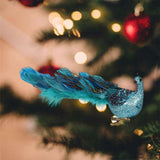 Peacock Feather Christmas Tree Ornaments, 3D Simulation Decorations, Natural Hanging Crafts for Christmas Decor - Side View
