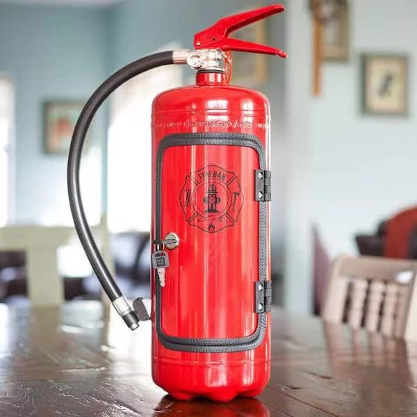 Metal Wine Storage Box Creative Fire Extinguisher Design Wall Decoration Men Gift