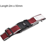 Luggage Straps Suitcase Belts with Buckle and Lock, 2M x 5cm Adjustable PP Packing Straps, Red Gray, 4pcs - Top-Down View