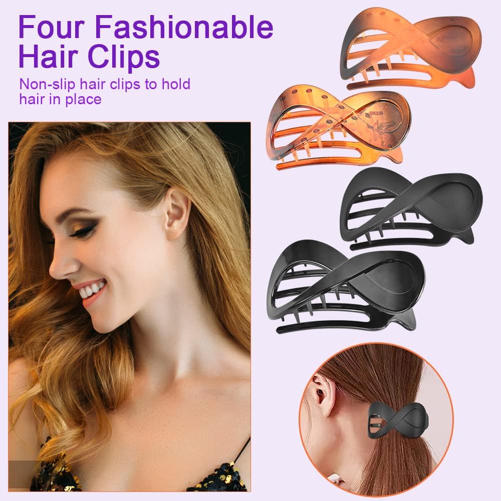 4pcs Matte French Style Hair Clips, Large Acrylic Hair Clips, Non-Slip Hair Clips, Thick Hair, Flat Hair Clips, Grip Hair Clips, Banana Barrette