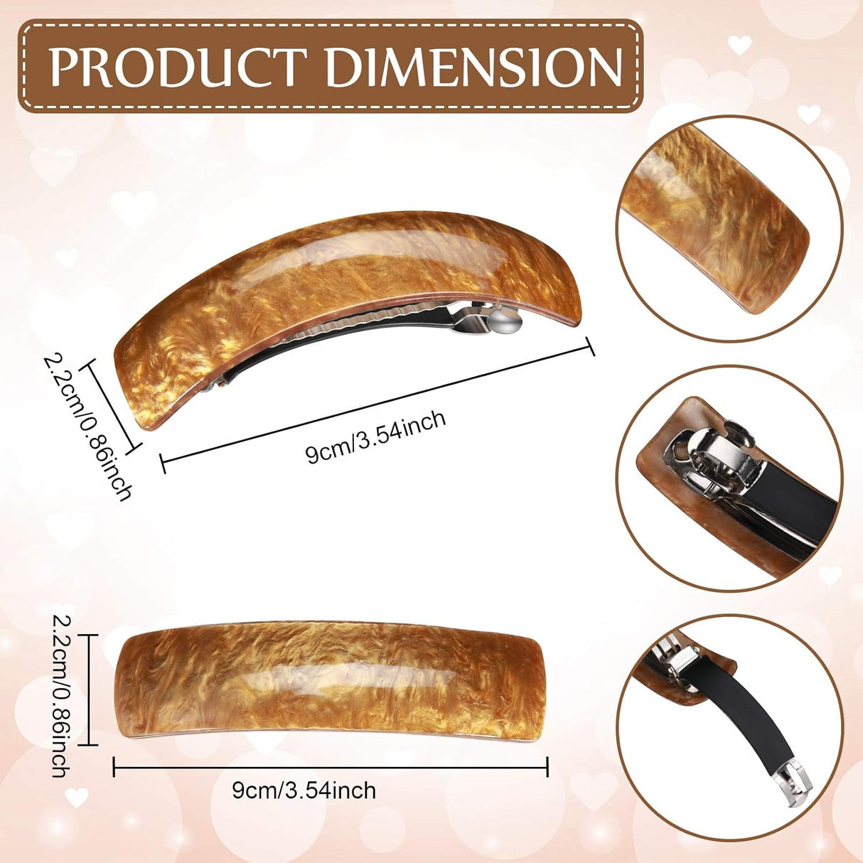 6 pcs Large French Hairpins Hair Clips for Women Retro Hair Accessories 6 Colors Classic Pattern