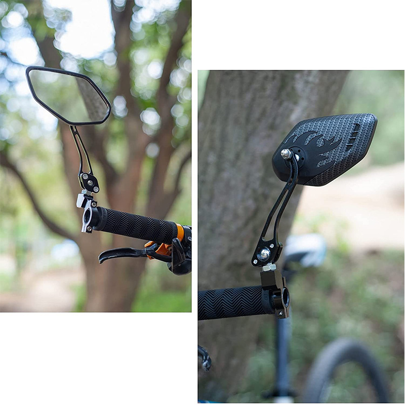 Bicycle Mirrors, [Upgraded Version] Two pcs HD Safety Glass Adjustable Rearview Mirrors for Mountain Bike, Adjustable Glass Rearview Mirror