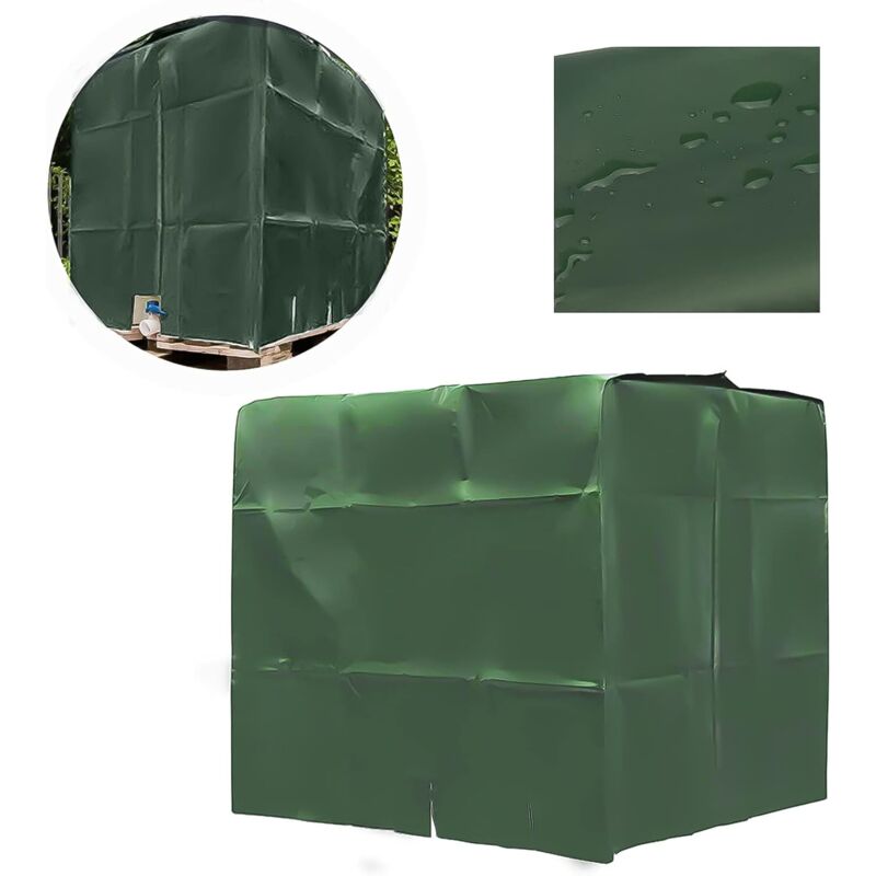 Water Tank Cover, IBC Tank Cover for 1000L Tank, Water Tank Container Protective Cover, Dustproof Anti-UV Anti-Rain, 120x100x116cm (Green)