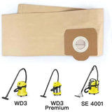 Karcher WD3 Vacuum Cleaner Bags, 5-pack straight vacuum cleaner bags for Karcher WD3, WD 3 Premium, WD3200, WD3500P, A2204, A2204, A2534, SE4001..