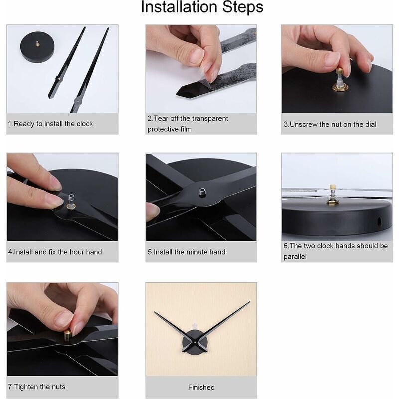 Large Wall Clock Single Hand No Numbers 31.5cm Hands High Longitudinal Shaft Mechanism Black