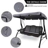 Replacement Cover for 3-Seater Garden Swing Waterproof UV Protection Gray Large