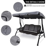 Replacement Cover for 3-Seater Garden Swing Waterproof UV Protection Gray Large