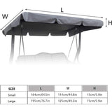 Replacement Cover for 3-Seater Garden Swing Waterproof UV Protection Gray Large