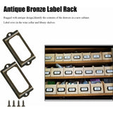 Metal label holder with screws for desk, bronze, 15 pcs, size 70x33mm - Front View