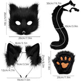 Fox Tail & Ears Set, Cat Costume with Gloves, White Halloween Cosplay Accessories white - Front View