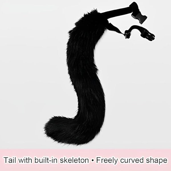 Fox Tail & Ears Set, Cat Costume with Gloves, White Halloween Cosplay Accessories white