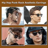 14mm Men's Titanium Steel Hoop Earrings Set - Black & Silver, Punk Rock Style - 45-Degree Angle