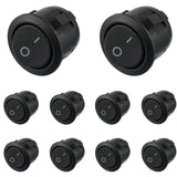 On/Off 2 Pin AC 6A(250V) 10A(125V) SPST Push Button Rocker Switches for Car Boat Truck Household, 10pcs Black Round