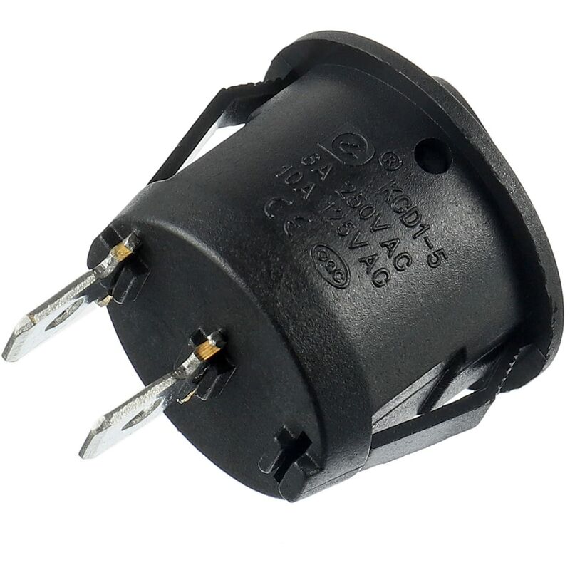 On/Off 2 Pin AC 6A(250V) 10A(125V) SPST Push Button Rocker Switches for Car Boat Truck Household, 10pcs Black Round