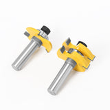 8mm Shank T-Slot Milling Cutter Set, 2Pcs 3-Flute Woodworking Tools - Top-Down View