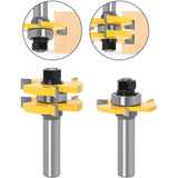 8mm Shank T-Slot Milling Cutter Set, 2Pcs 3-Flute Woodworking Tools - 45-Degree Angle