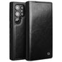 Compatible with Samsung Galaxy S24 Ultra Compatible Genuine Leather Wallet Phone Case Flip Stand Cover Black