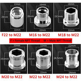 2 Pack Brass Faucet Adapter 22mm NPT Male to Male Aerator Connector Compatible with Sink Faucet Water Filter M24 to M22 - Front View