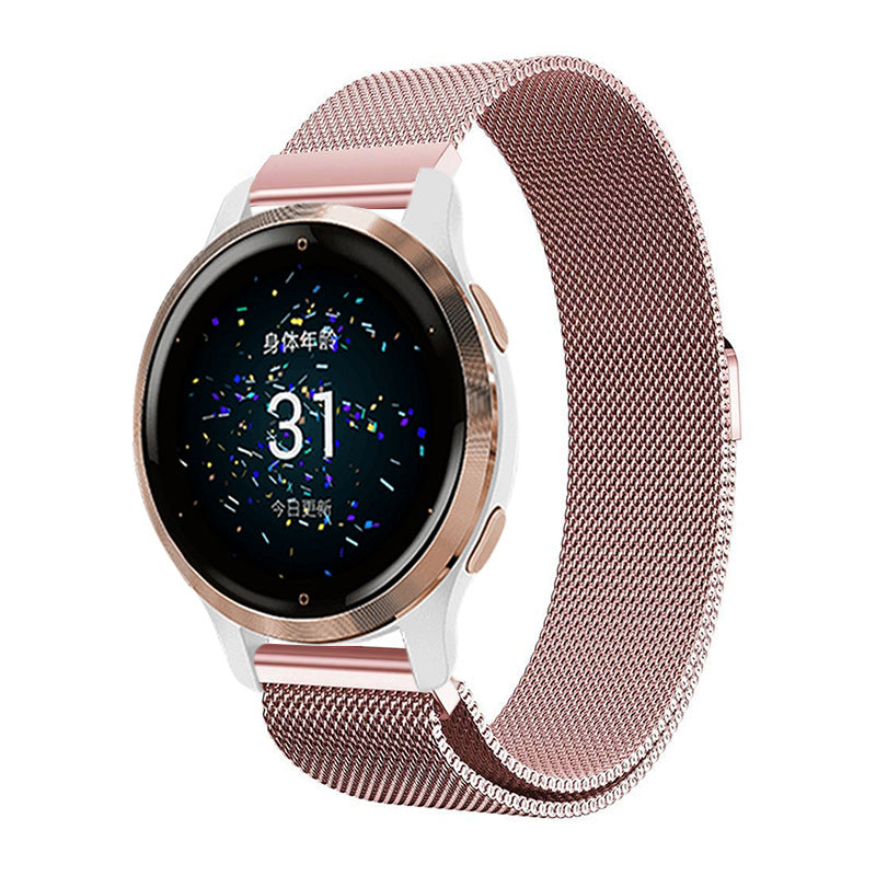 Garmin Venu 2 Venu 2S Venu SQ Compatible Stainless Steel Milanese Magnetic Bracelet Black