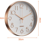 Minimalist Wall Clock (Silver), 30 cm (12 inches) Modern Silent Wall Clock, Silent Quartz Movement - Top-Down View