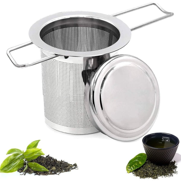 Tea filter, stainless steel tea strainer, tea strainer, tea infuser Tea strainer with lock, tea filter with fine holes, foldable handle design Suitable for