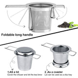 Tea filter, stainless steel tea strainer, tea strainer, tea infuser Tea strainer with lock, tea filter with fine holes, foldable handle design Suitable for - Side View