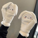 Sanrio Cinnamoroll Kawaii Flannel Gloves Y2k Harajuku Style Soft White - Front View