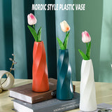 Plastic Vase Imitation Ceramic Flower Pot Table Arrangement Dark Blue - Front View