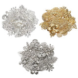 50g/lot Mixed Metal Flower Petals Filigree Wraps Clutches White - 45-Degree Angle